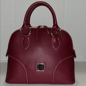 Dooney & Bourke Burgundy Lucca Satchel pebbled leather domed satchel NEW